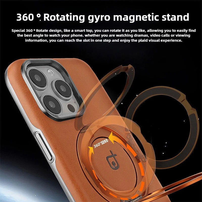 Magnetic Leather Case with Stand Lens Protection