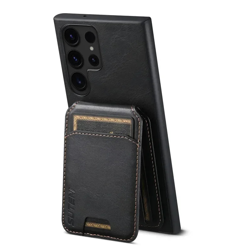 Magnetic Leather Wallet Case Samsung