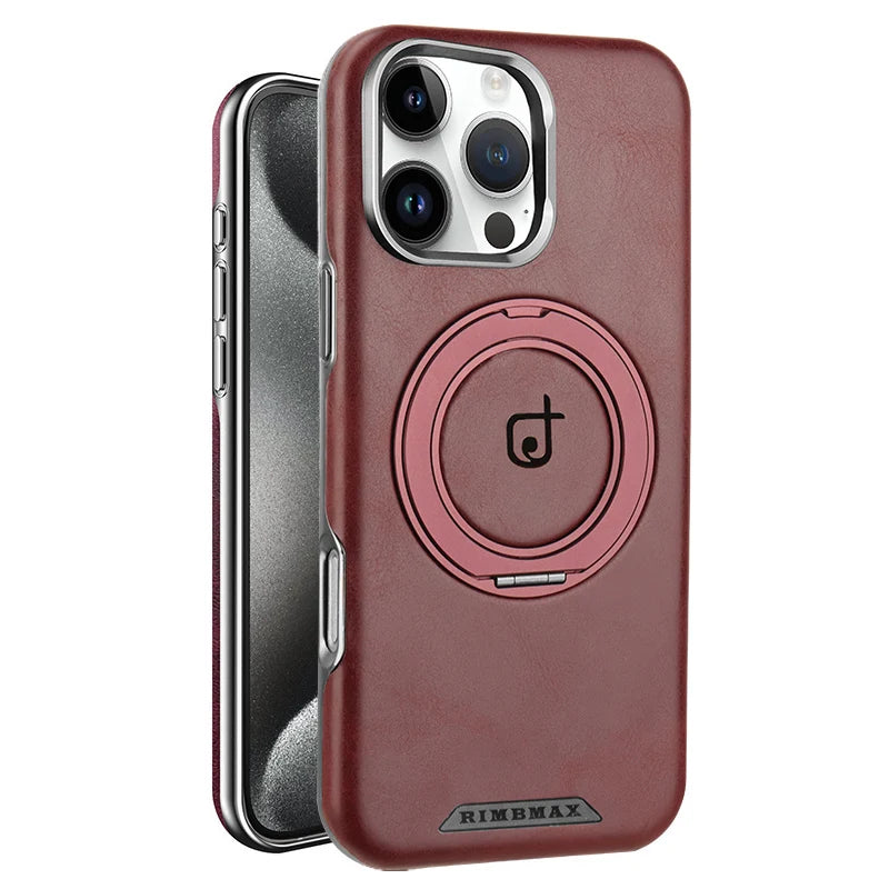 Magnetic Leather Case with Stand Lens Protection