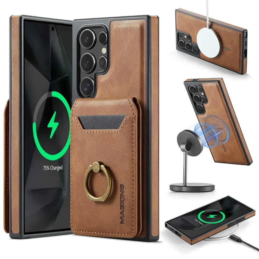 Magnetic Wallet Card Holder Case Samsung