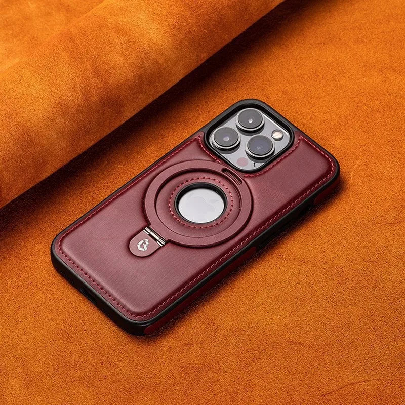 Magnetic Leather Kickstand iPhone Case