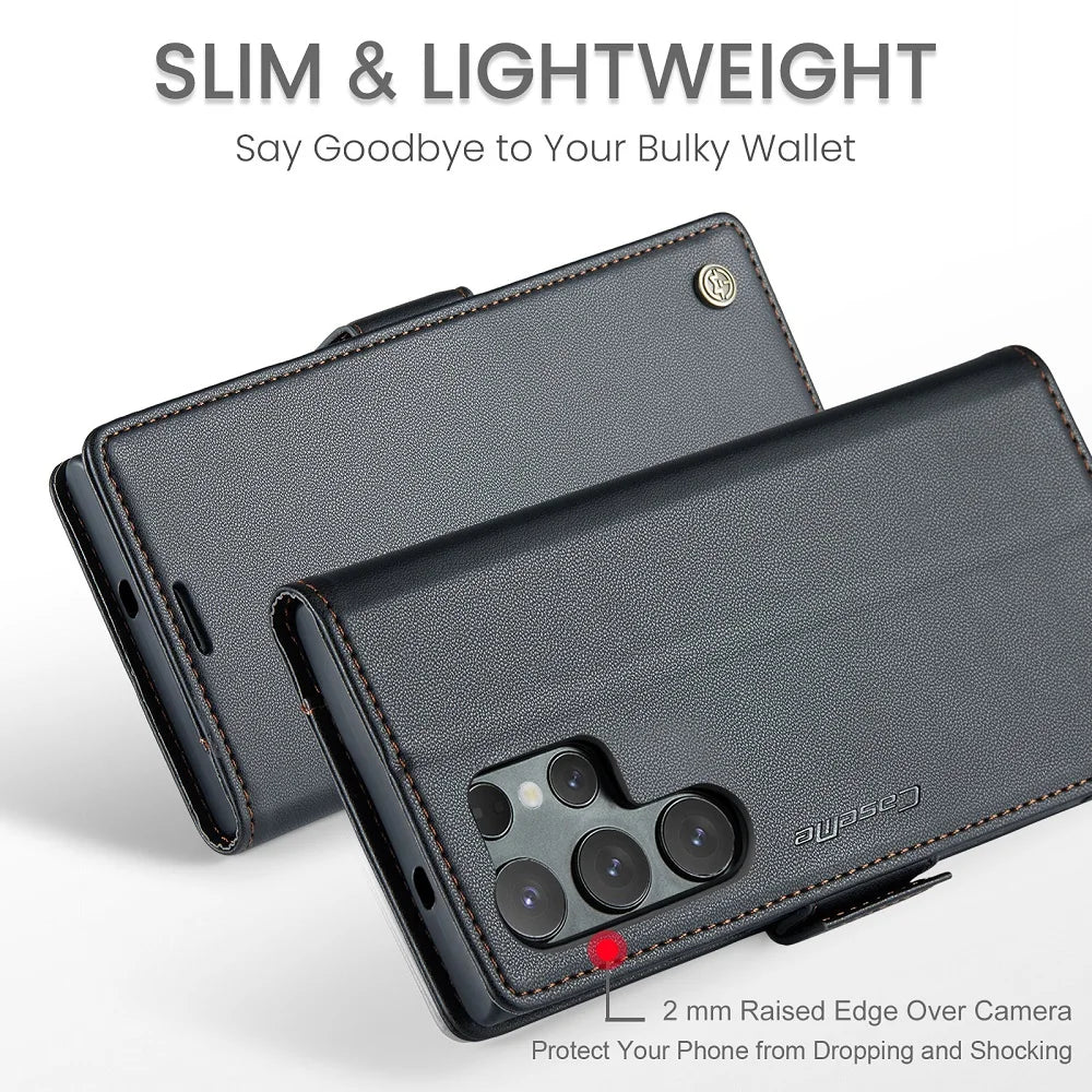 Magnetic Leather Wallet Case Samsung