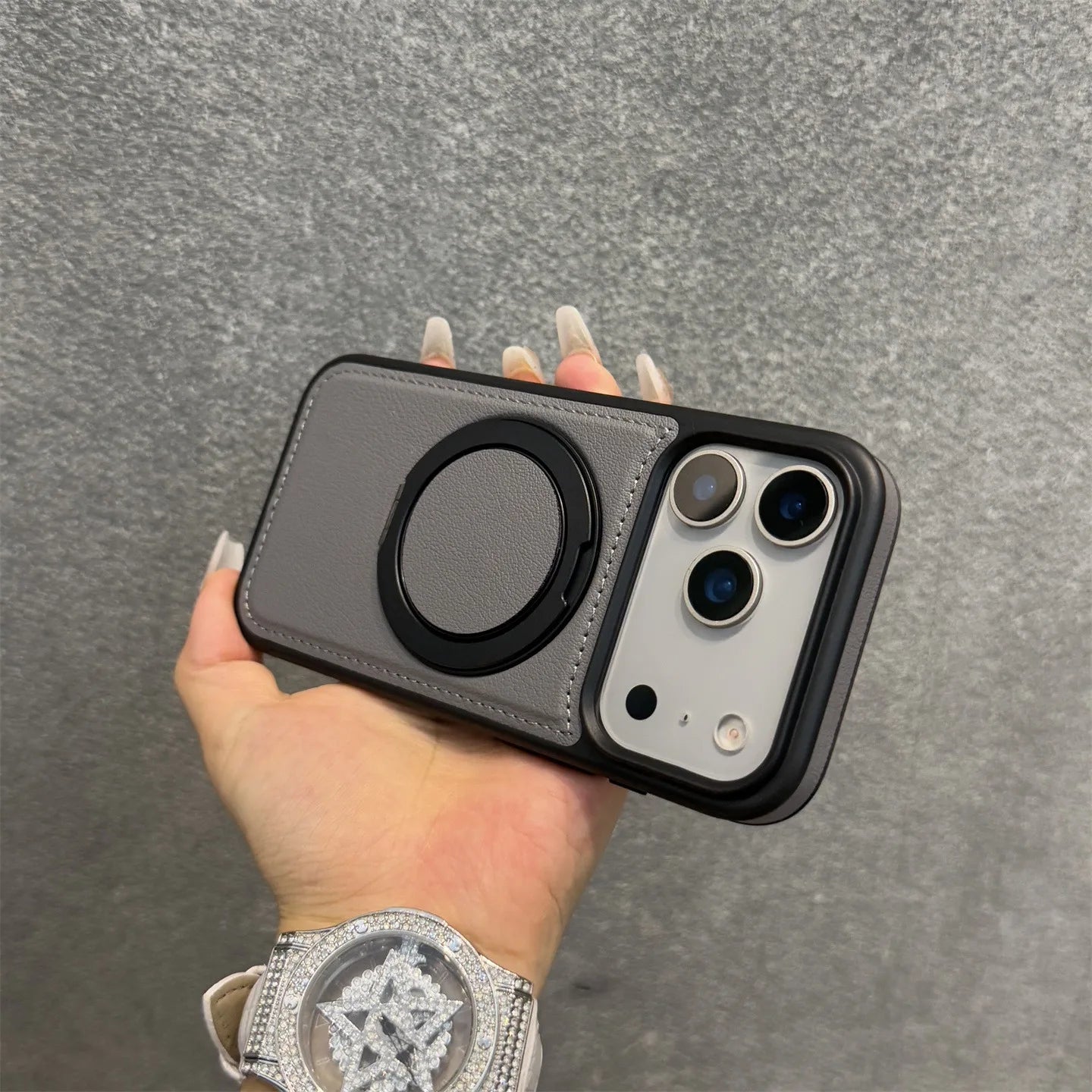 MagSafe PU Leather Rotating iPhone Case