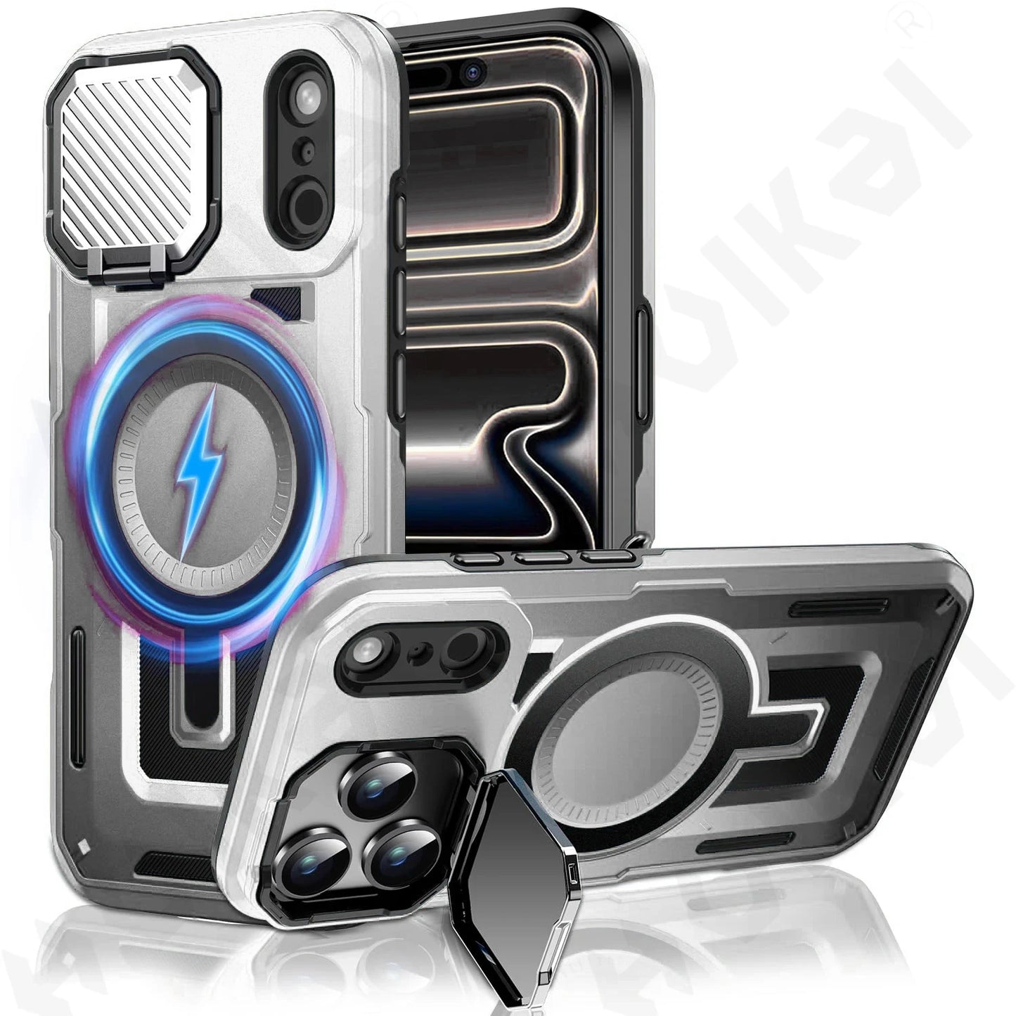 iPhone Magnetic Rugged Metal Stand Case
