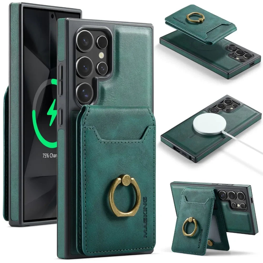 Magnetic Wallet Card Holder Case Samsung