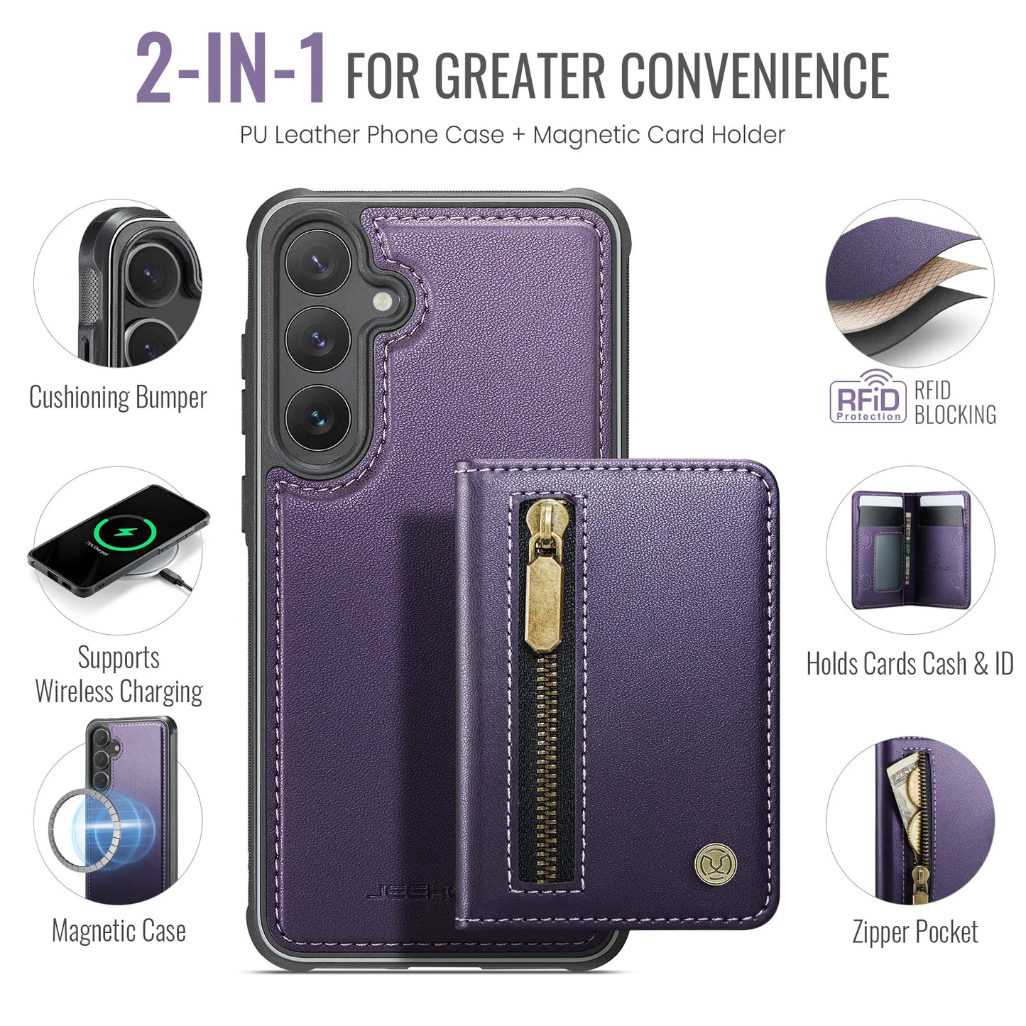 Magnetic Leather Wallet Case for Samsung