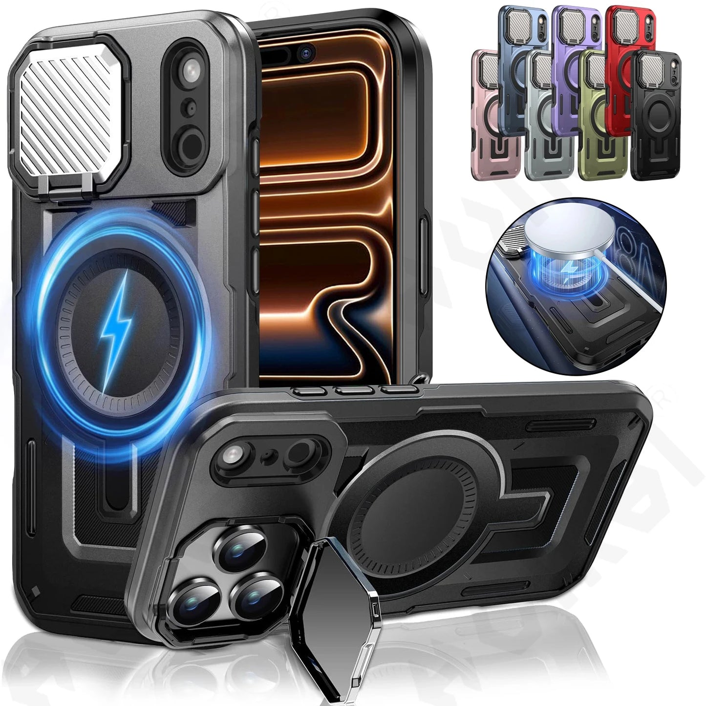 iPhone Magnetic Rugged Metal Stand Case