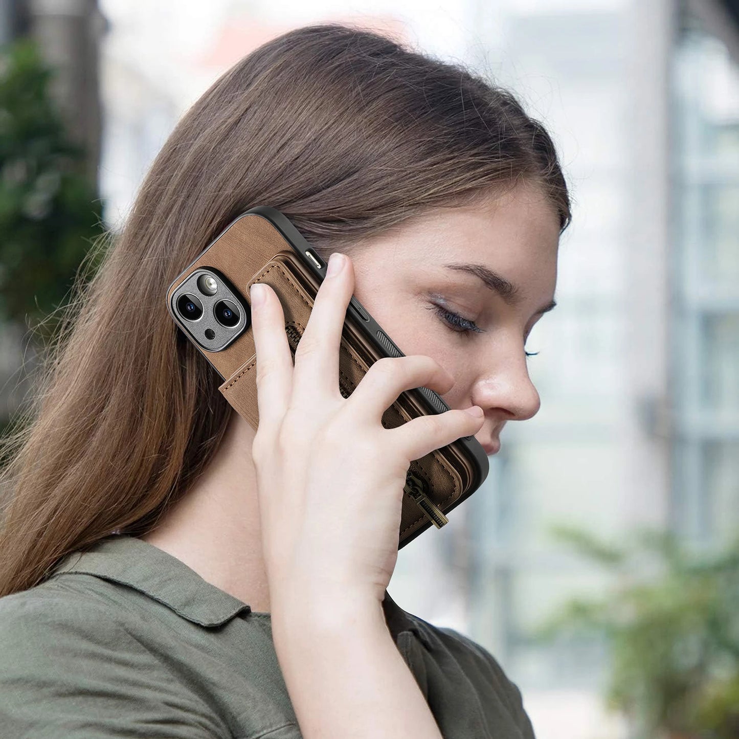 Zipper Card Wallet Leather iPhone Case