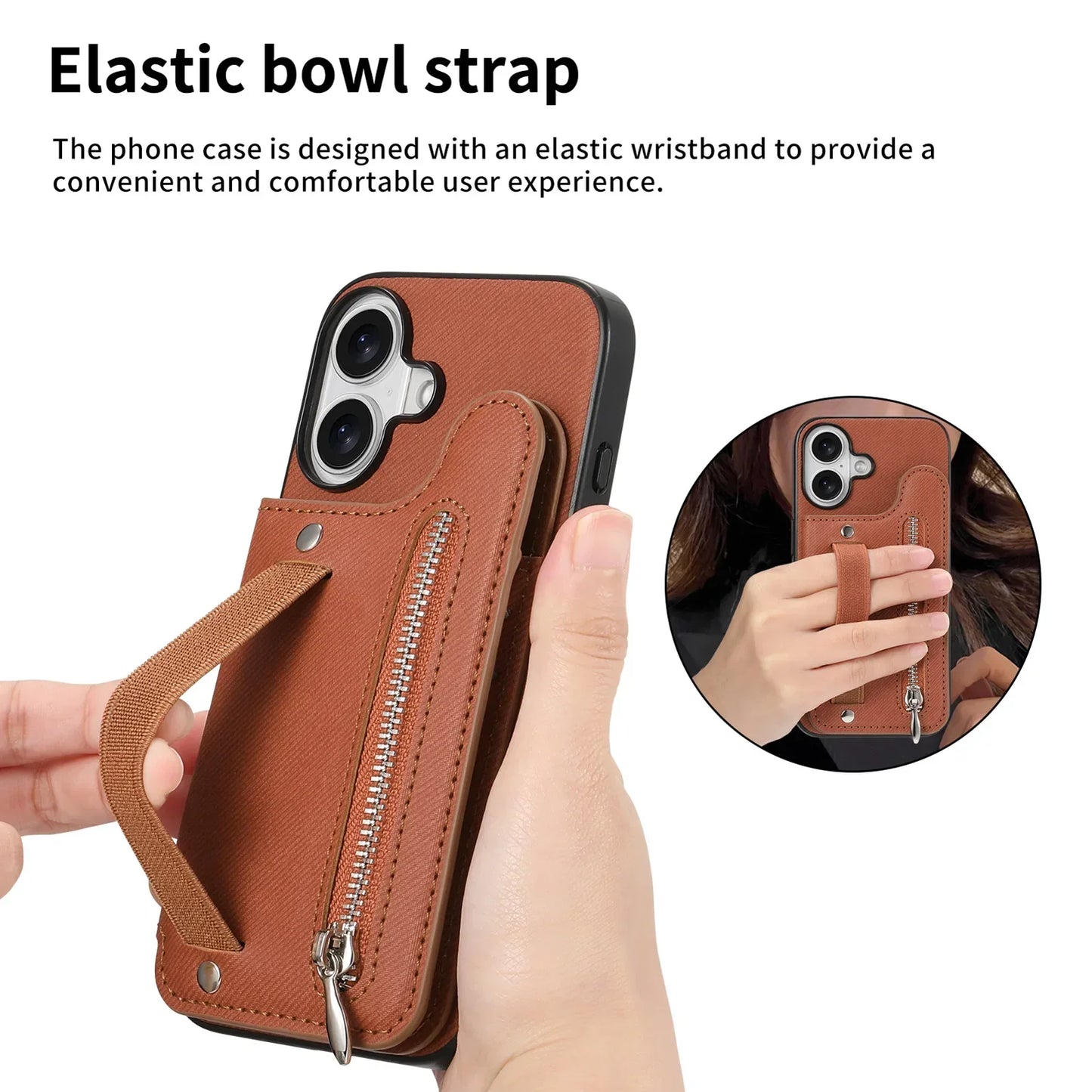 iPhone Leather Wallet Card Strap Case