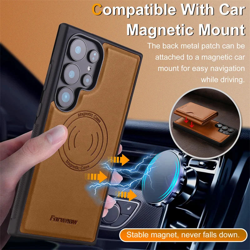 MagSafe Leather Wallet Case for Samsung