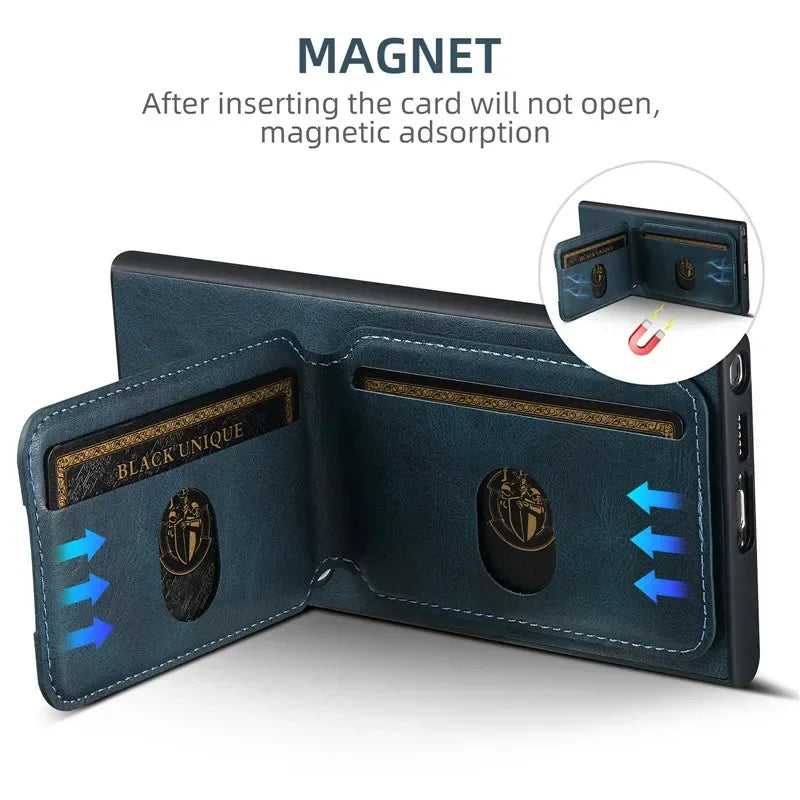 Magnetic Leather Wallet Case Samsung