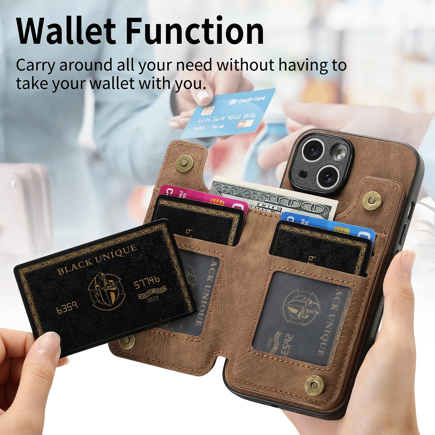 Zipper Card Wallet Leather iPhone Case