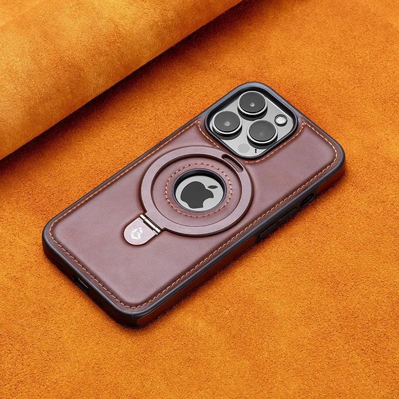 Magnetic Leather Kickstand iPhone Case