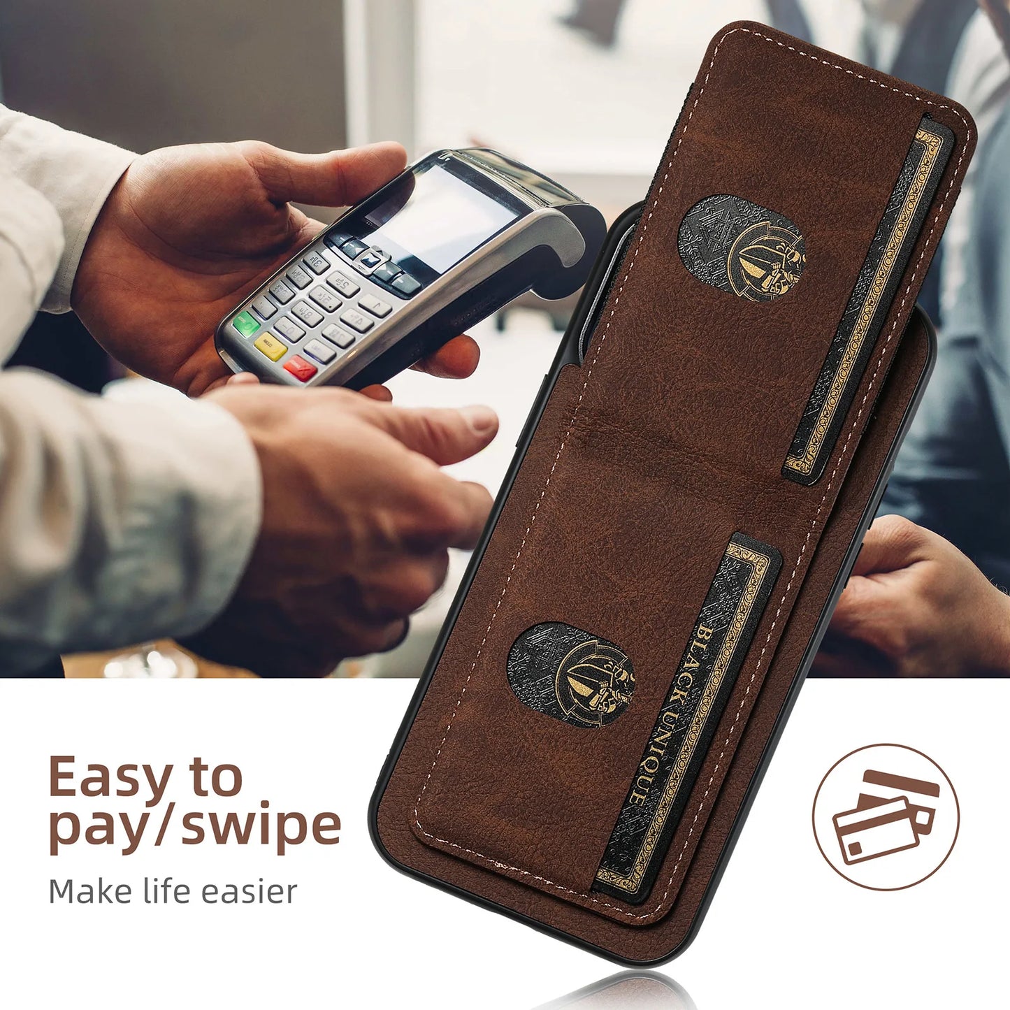 Magnetic Leather Wallet Case for iPhone