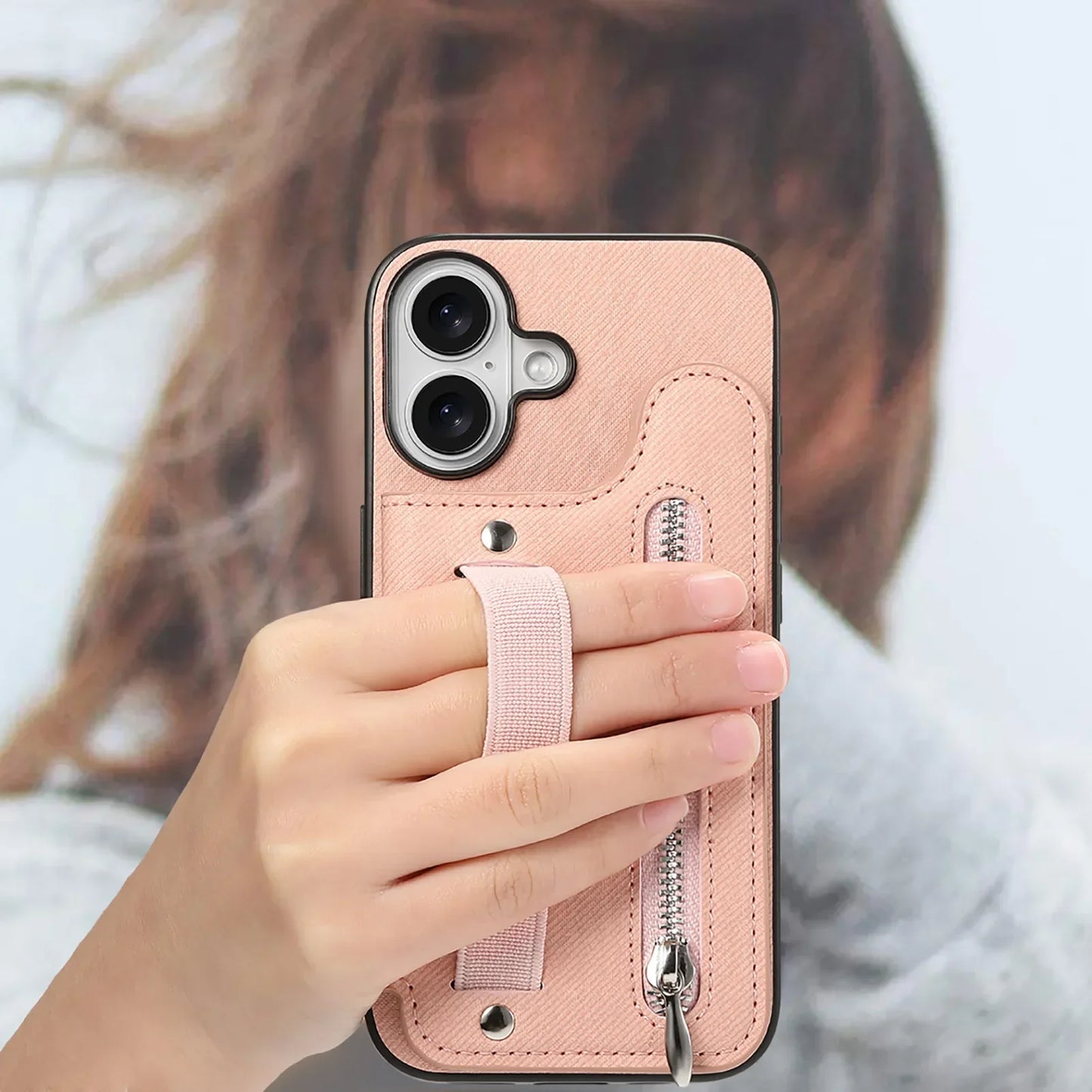 iPhone Leather Wallet Card Strap Case