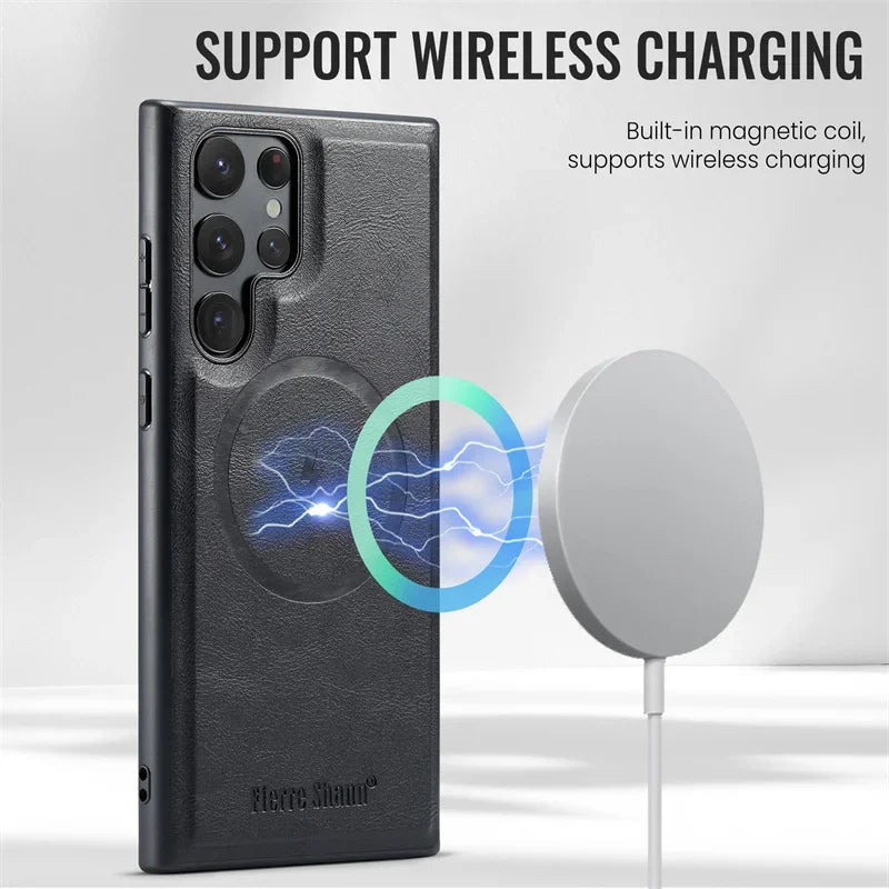 Magnetic Leather Wallet Case for Samsung