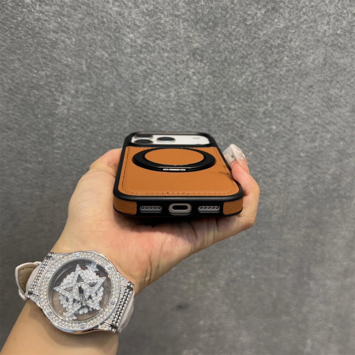 MagSafe PU Leather Rotating iPhone Case