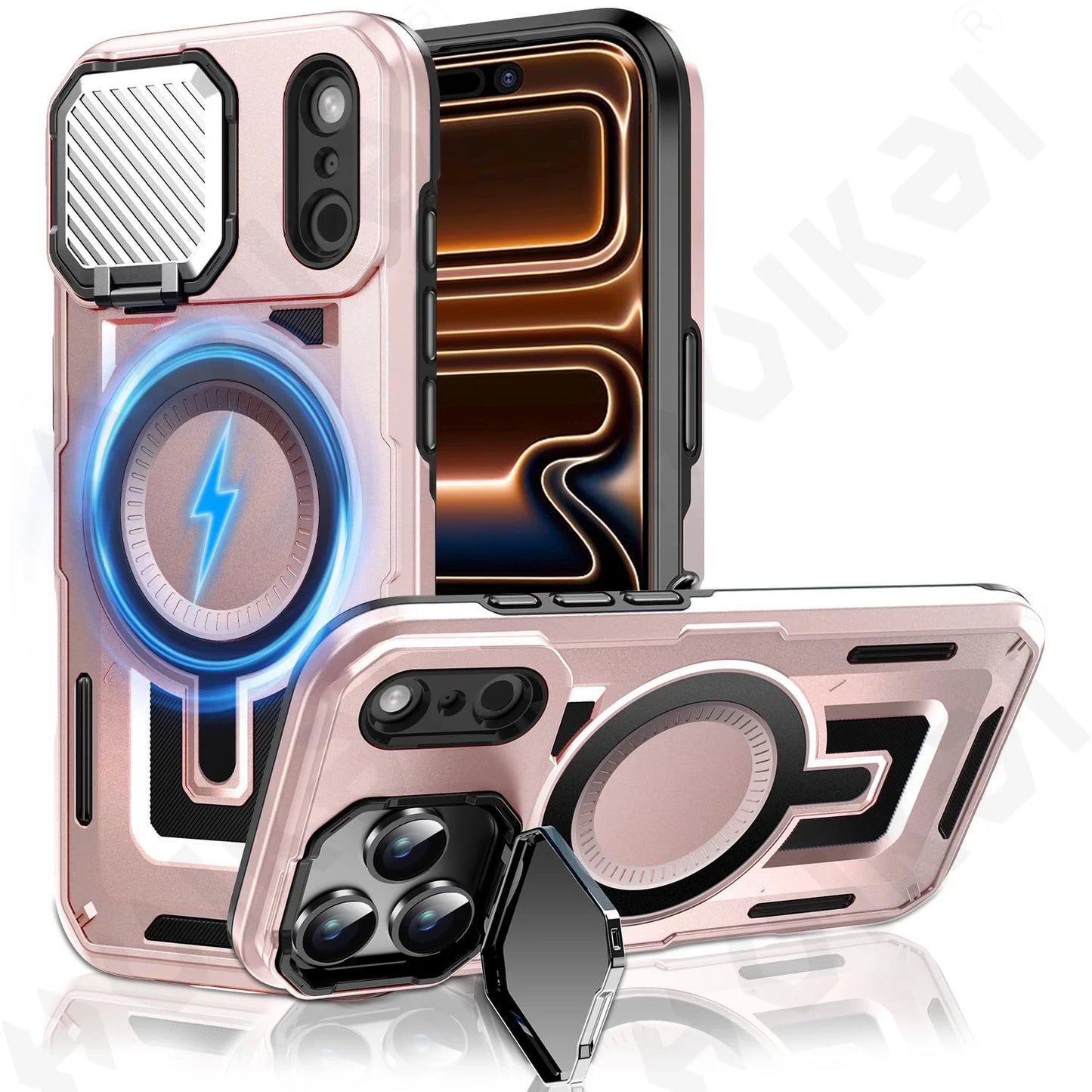 iPhone Magnetic Rugged Metal Stand Case