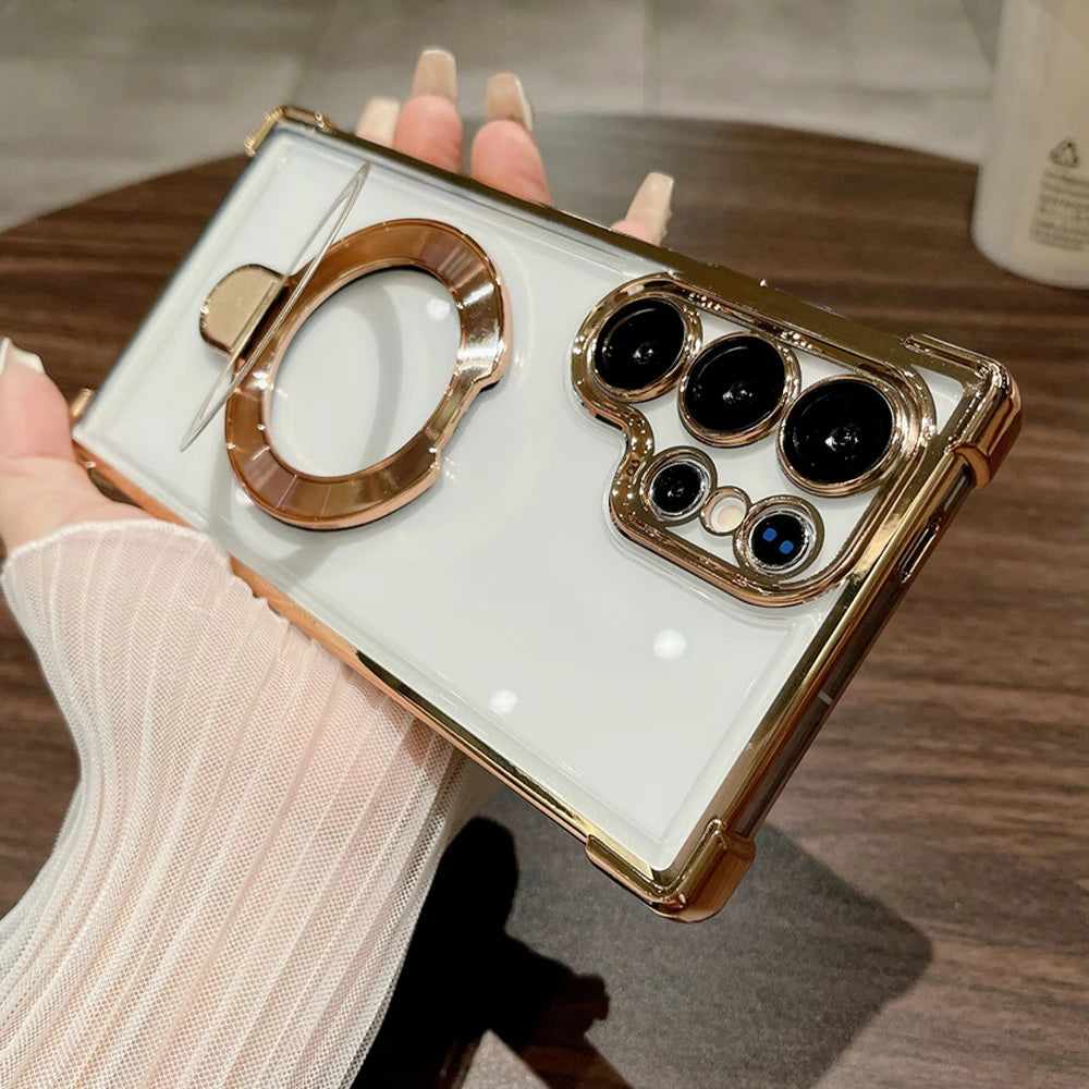 Magnetic Clear Ring Stand Case Samsung