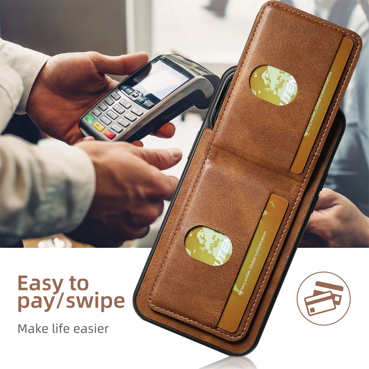 Magnetic Leather Wallet Case for iPhone