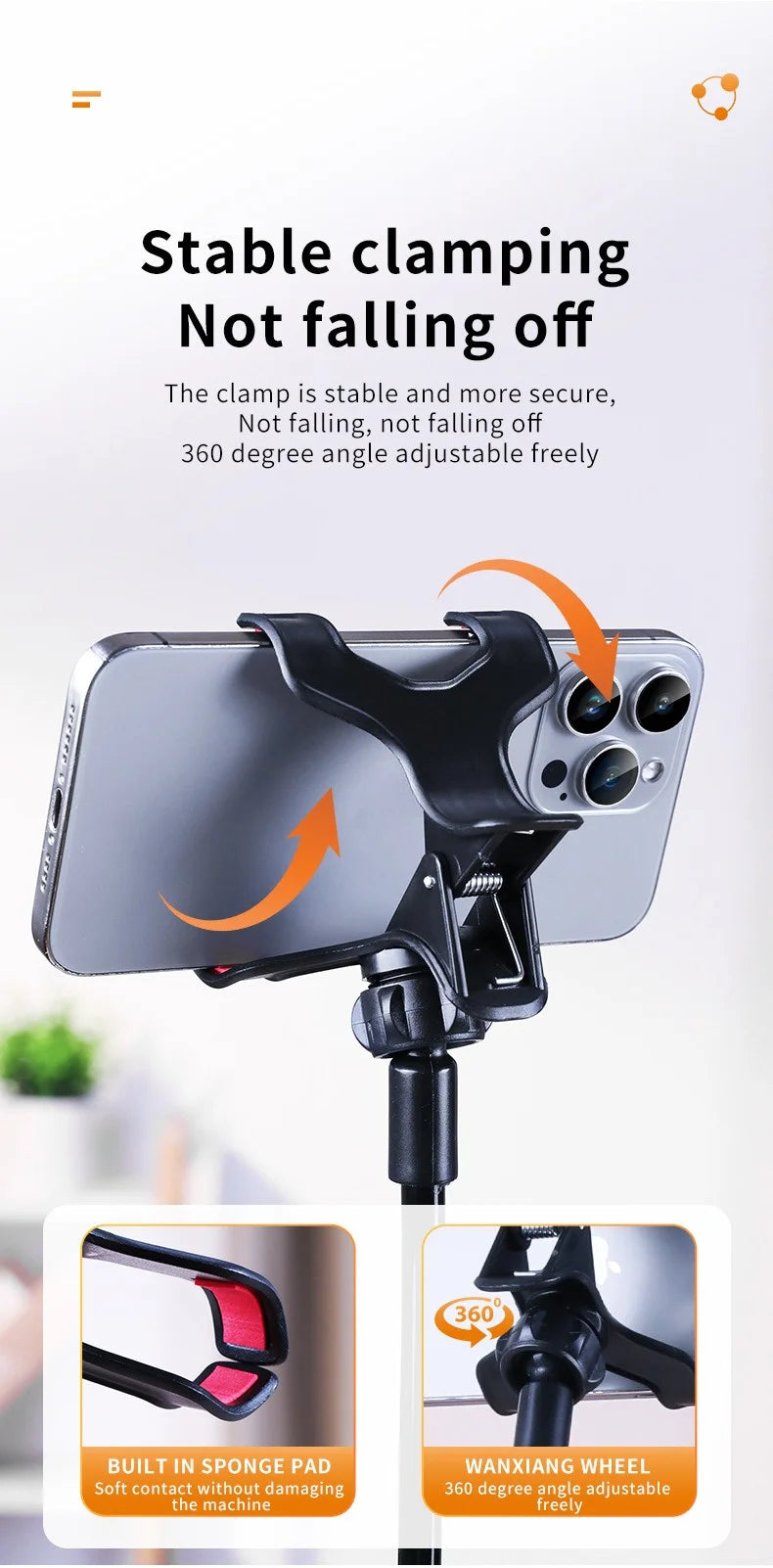 Adjustable Rotating Clip Phone Holder