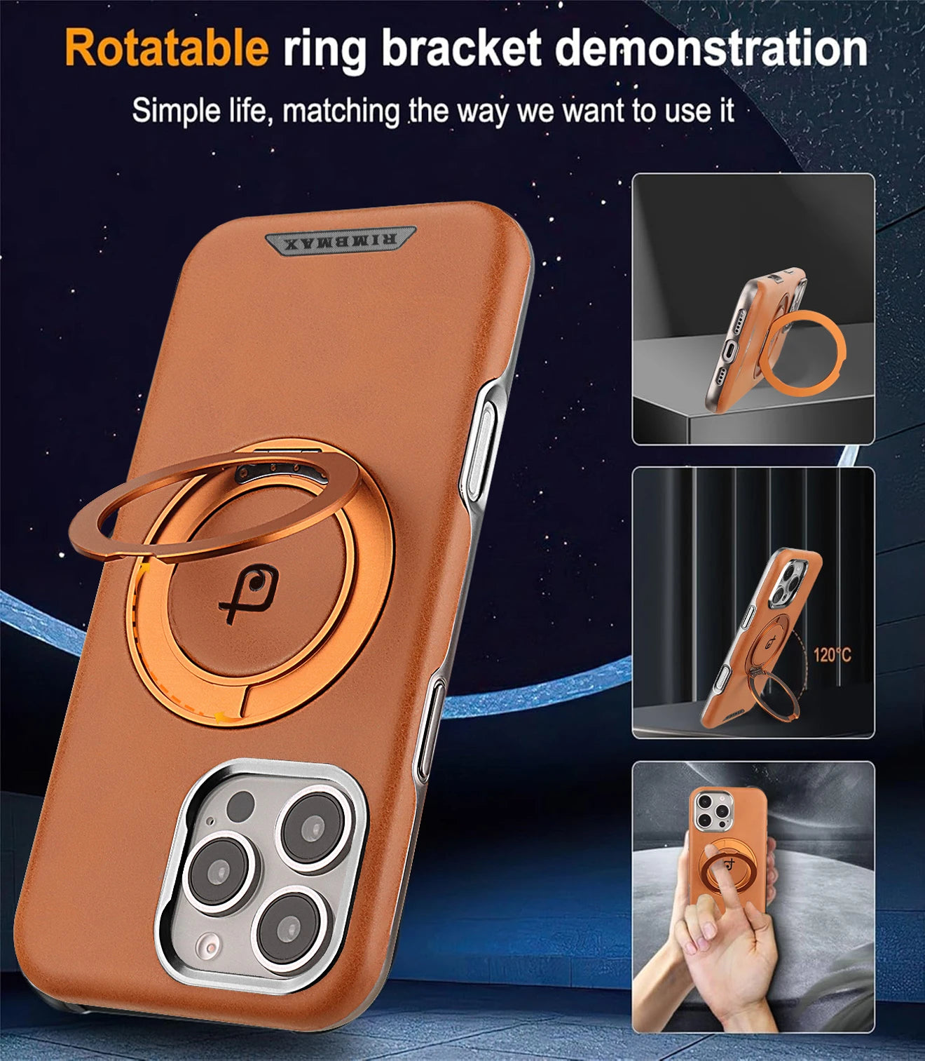 Magnetic Leather Case with Stand Lens Protection