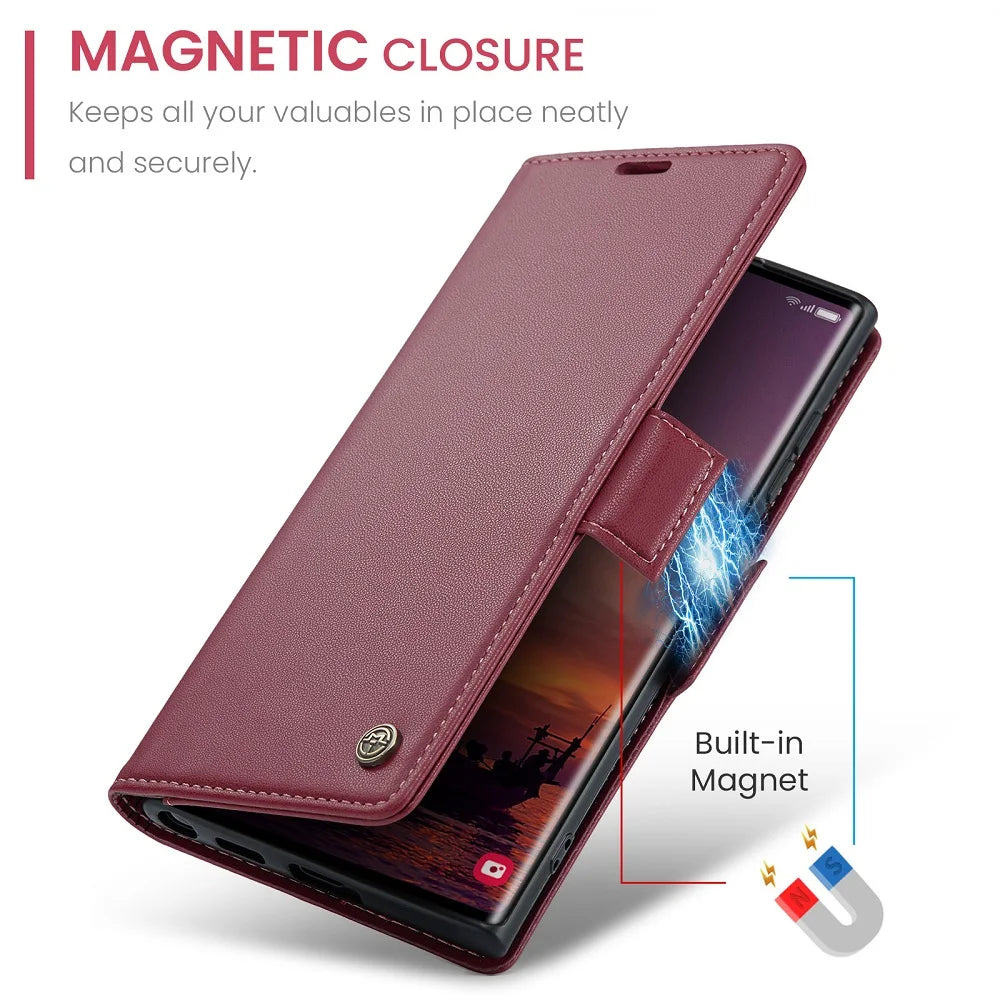 Magnetic Leather Wallet Case Samsung