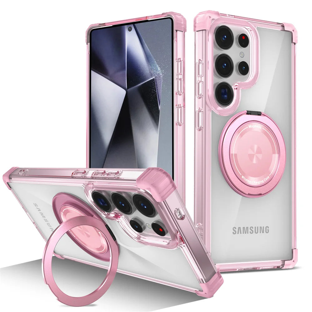 Magnetic Stand Clear Armor Case Samsung