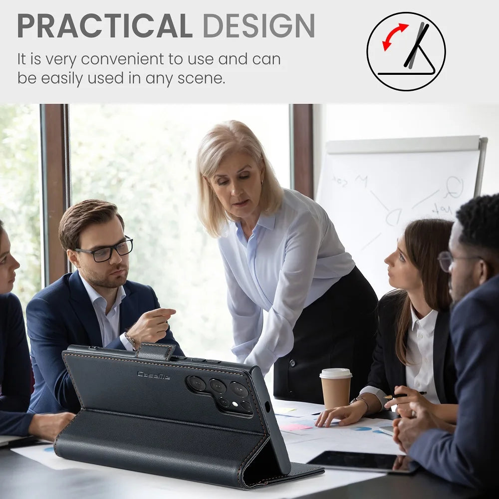 Magnetic Leather Wallet Case Samsung