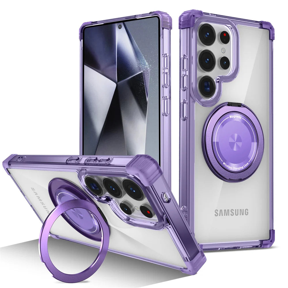 Magnetic Stand Clear Armor Case Samsung