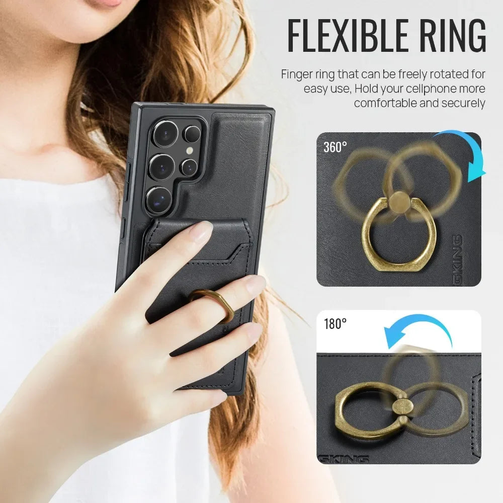 Magnetic Wallet Card Holder Case Samsung