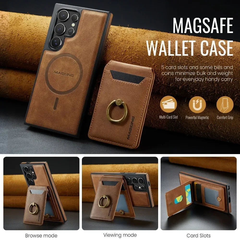 Magnetic Wallet Card Holder Case Samsung