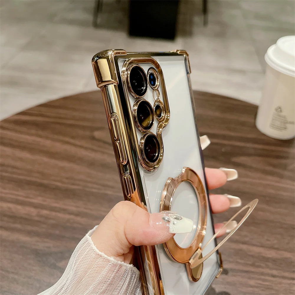 Magnetic Clear Ring Stand Case Samsung