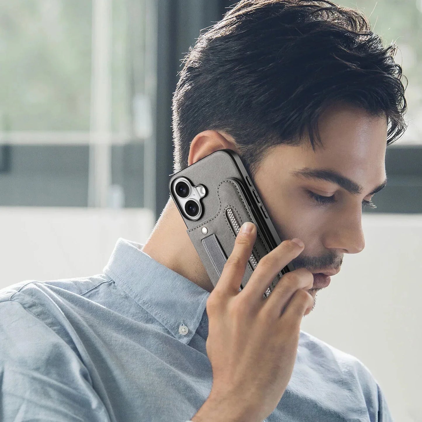 iPhone Leather Wallet Card Strap Case