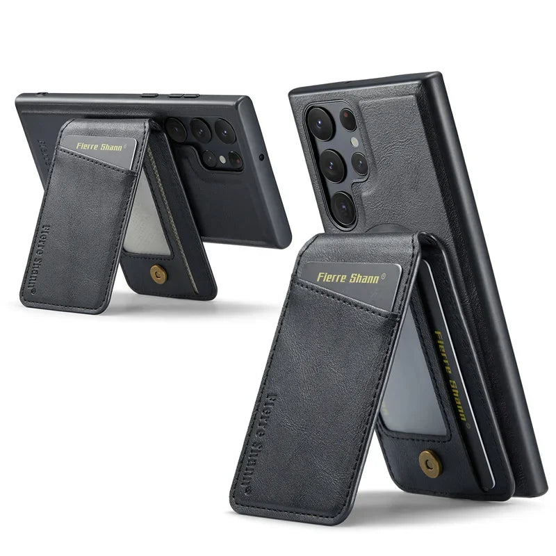 Magnetic Leather Wallet Case for Samsung