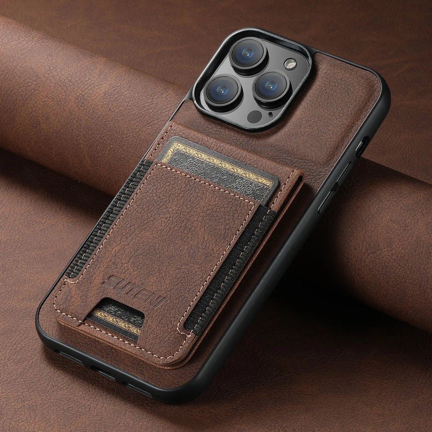 Magnetic Leather Wallet Case for iPhone