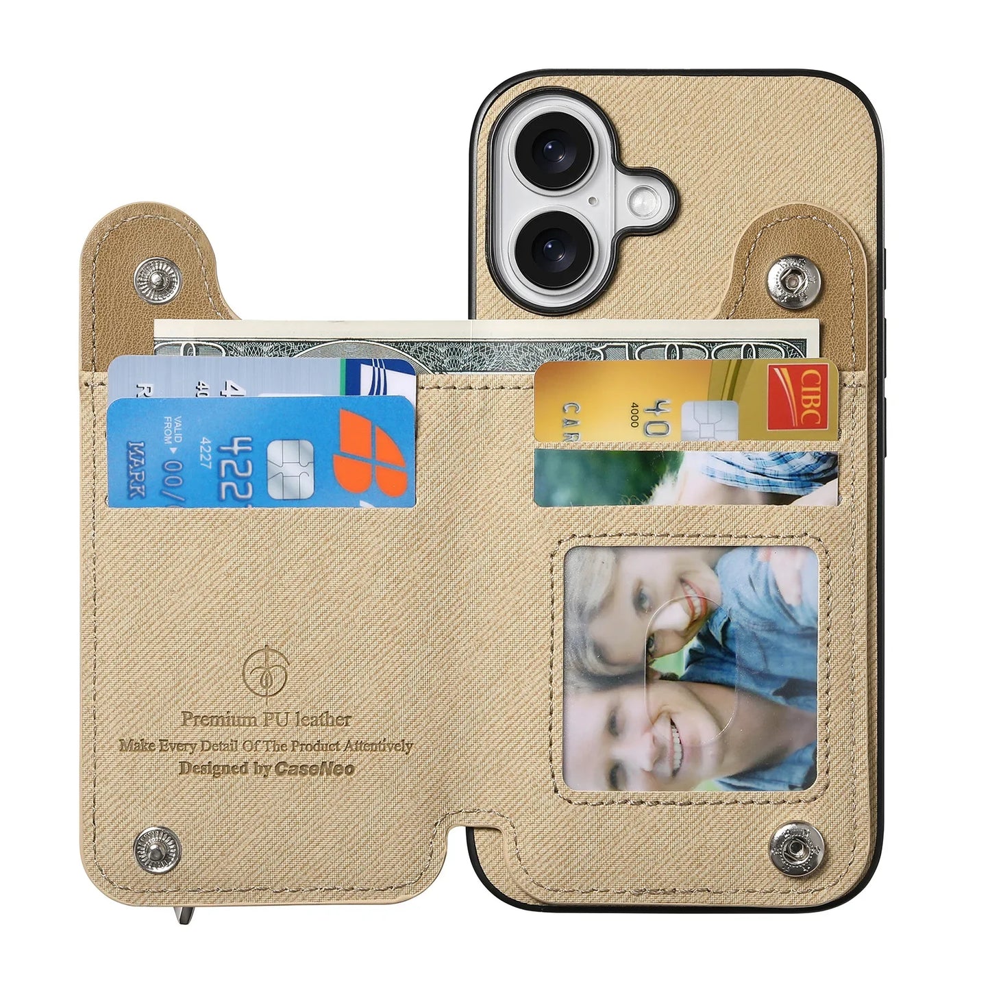 iPhone Leather Wallet Card Strap Case