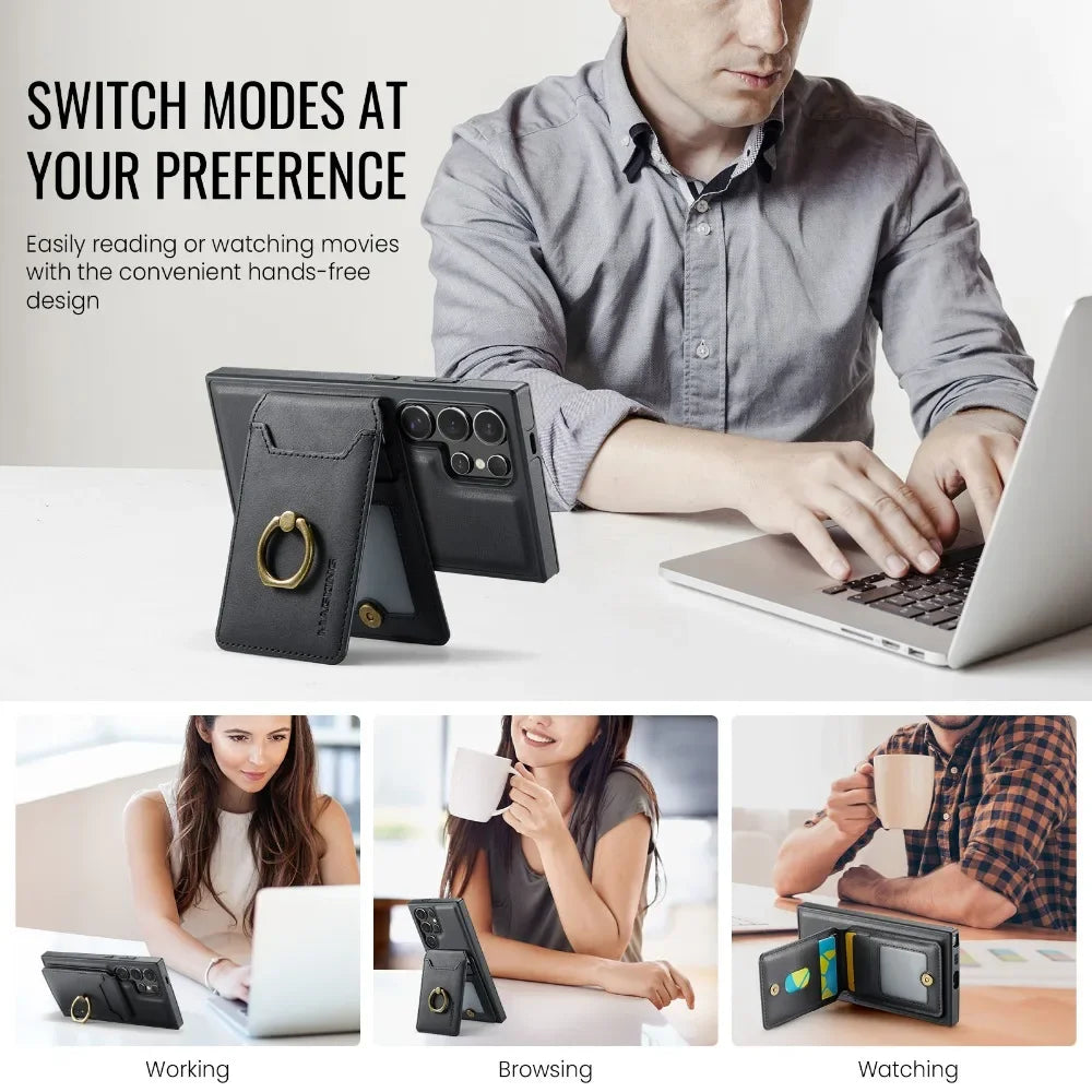 Magnetic Wallet Card Holder Case Samsung