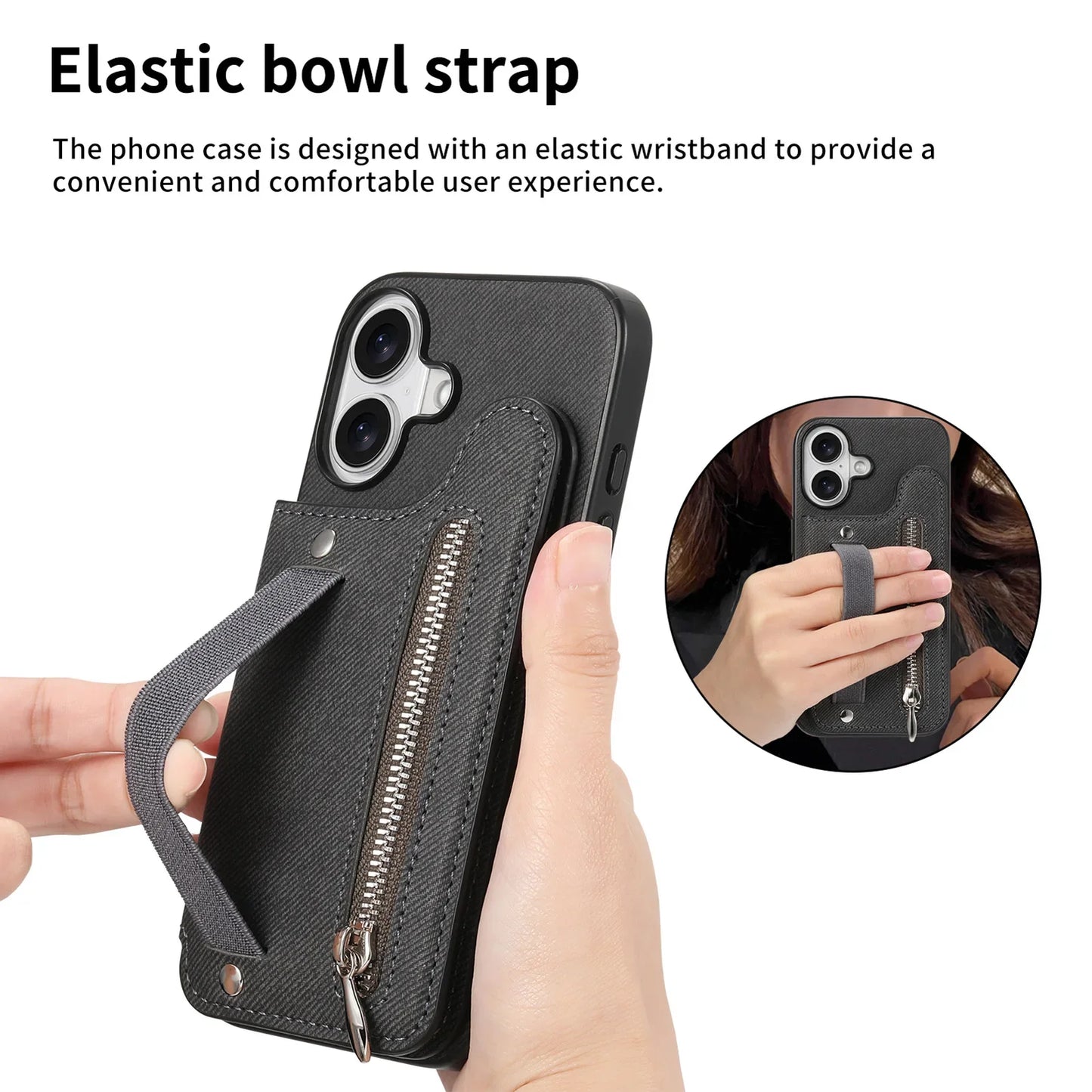 iPhone Leather Wallet Card Strap Case