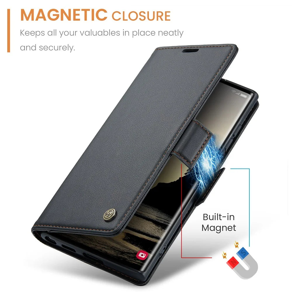 Magnetic Leather Wallet Case Samsung
