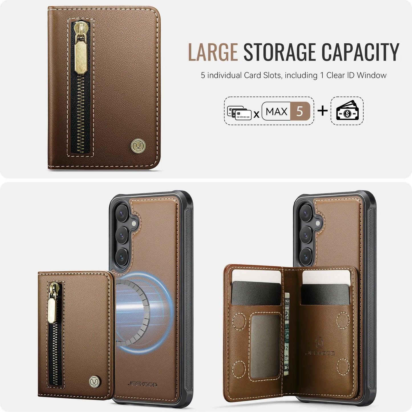 Magnetic Leather Wallet Case for Samsung