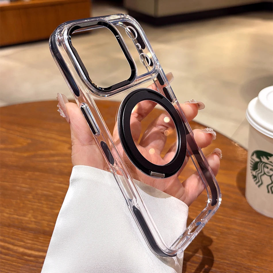 Clear MagSafe Rotating Stand iPhone Case