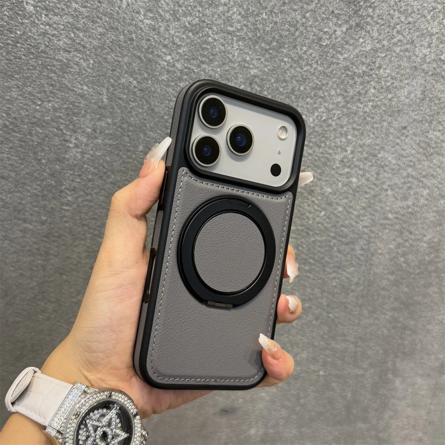 MagSafe PU Leather Rotating iPhone Case