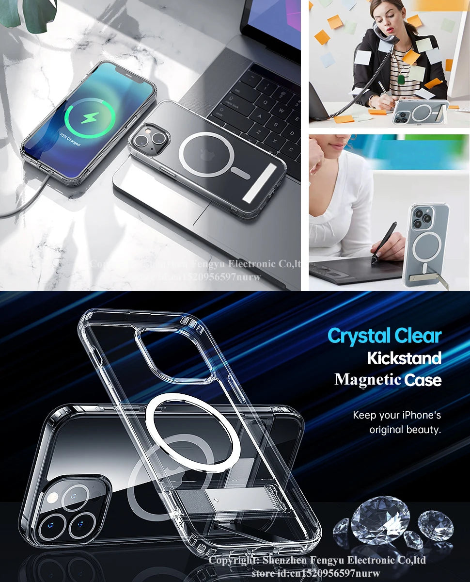 MagSafe Clear Kickstand Shockproof Case