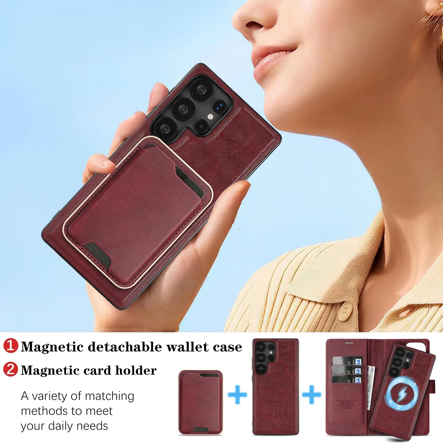 Detachable Magnetic Wallet Case Samsung