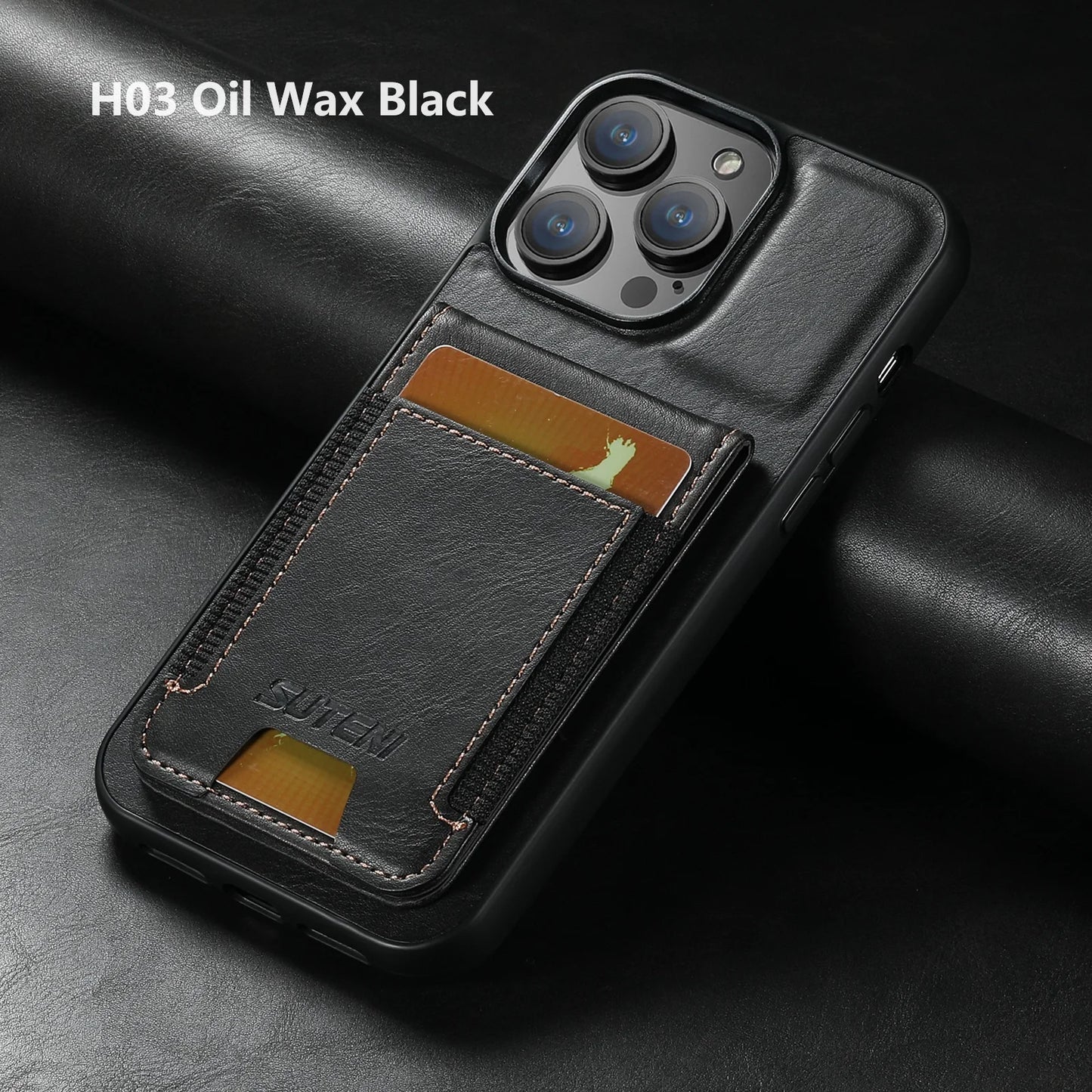 Magnetic Leather Wallet Case for iPhone