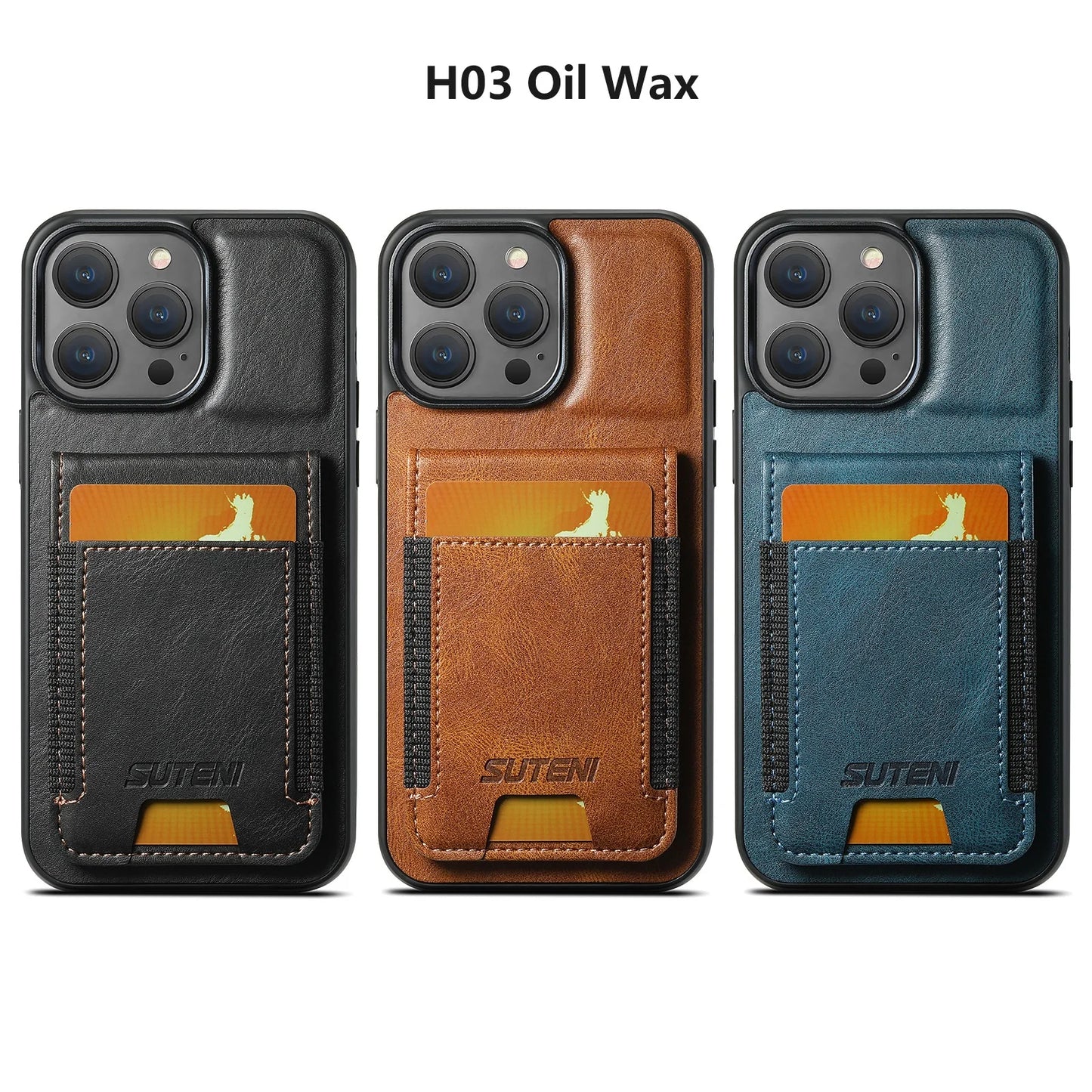 Magnetic Leather Wallet Case for iPhone