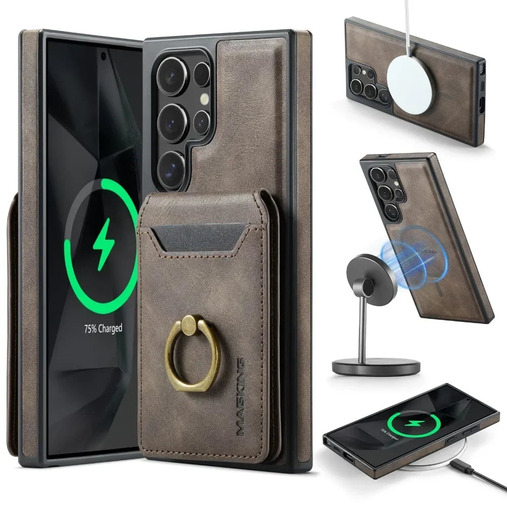 Magnetic Wallet Card Holder Case Samsung