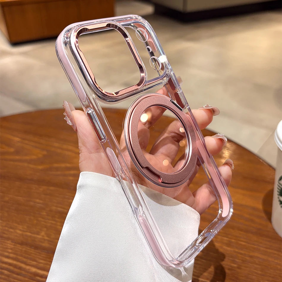 Clear MagSafe Rotating Stand iPhone Case
