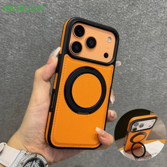 MagSafe PU Leather Rotating iPhone Case